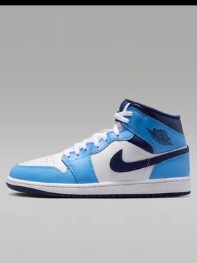 Nike Men’s Mid-Top Sneakers in White & University Blue